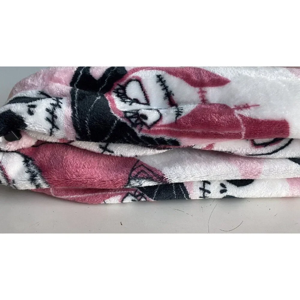 Nightmare Before Christmas Pink Heart Valentines Jack Sally Throw Blanket 50X70”